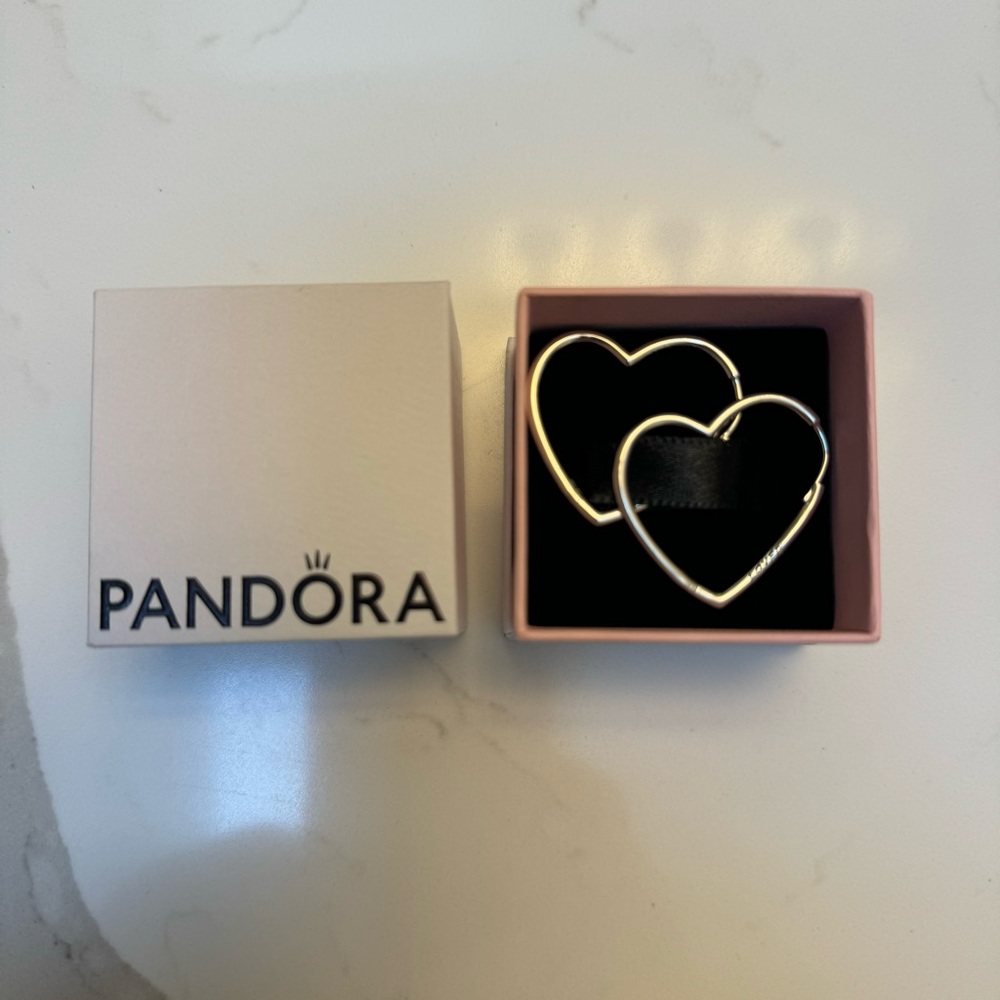 Pandora Sterling Silver Heart Earrings